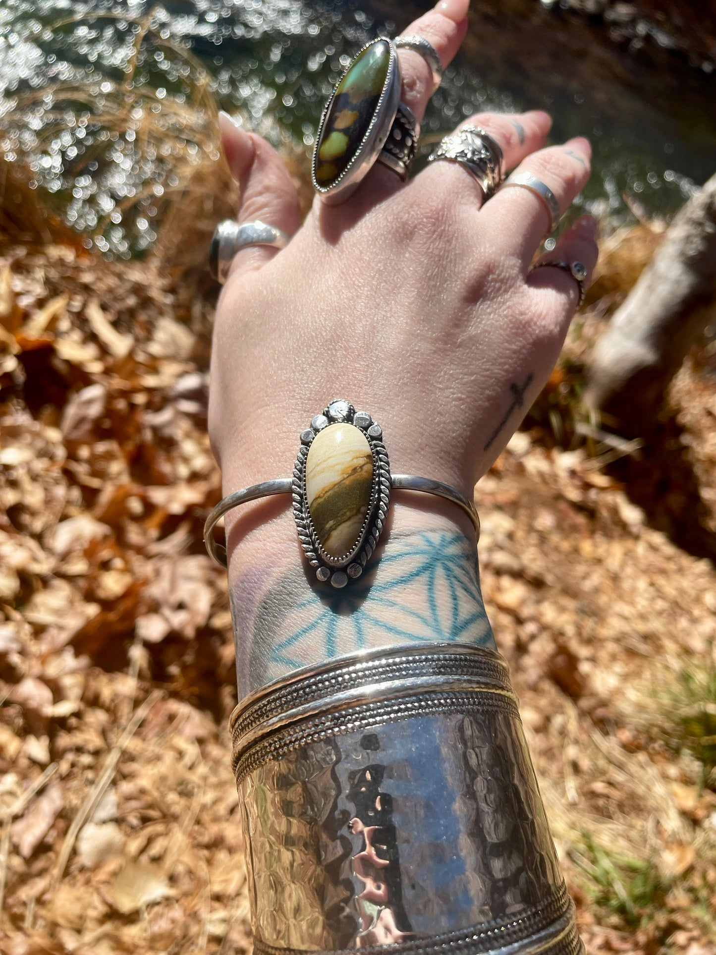 Starry Night Jasper Cuff - Size M